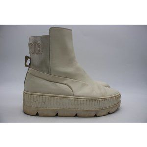 Puma Fenty By Rihanna Chelsea Combat Booties Women's Size 10 White Casual Boots